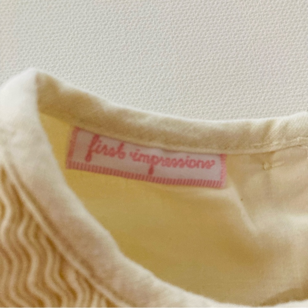 First Impressions Baby Girl 12 Months Yellow Smocked Linen Dress Spring Easter - Picture 5 of 8